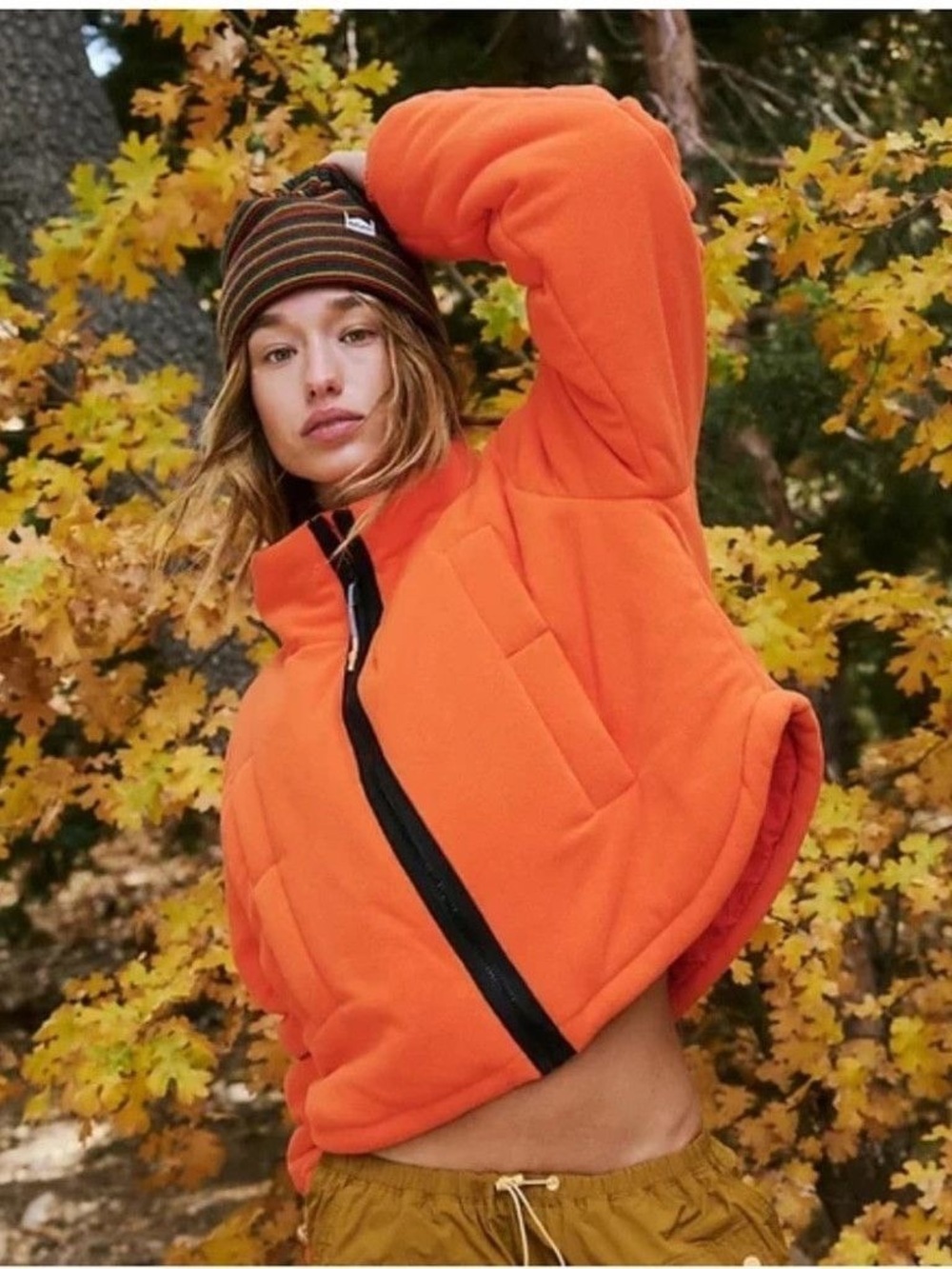 Free People Neon Orange Outdoor Puffer Jacket